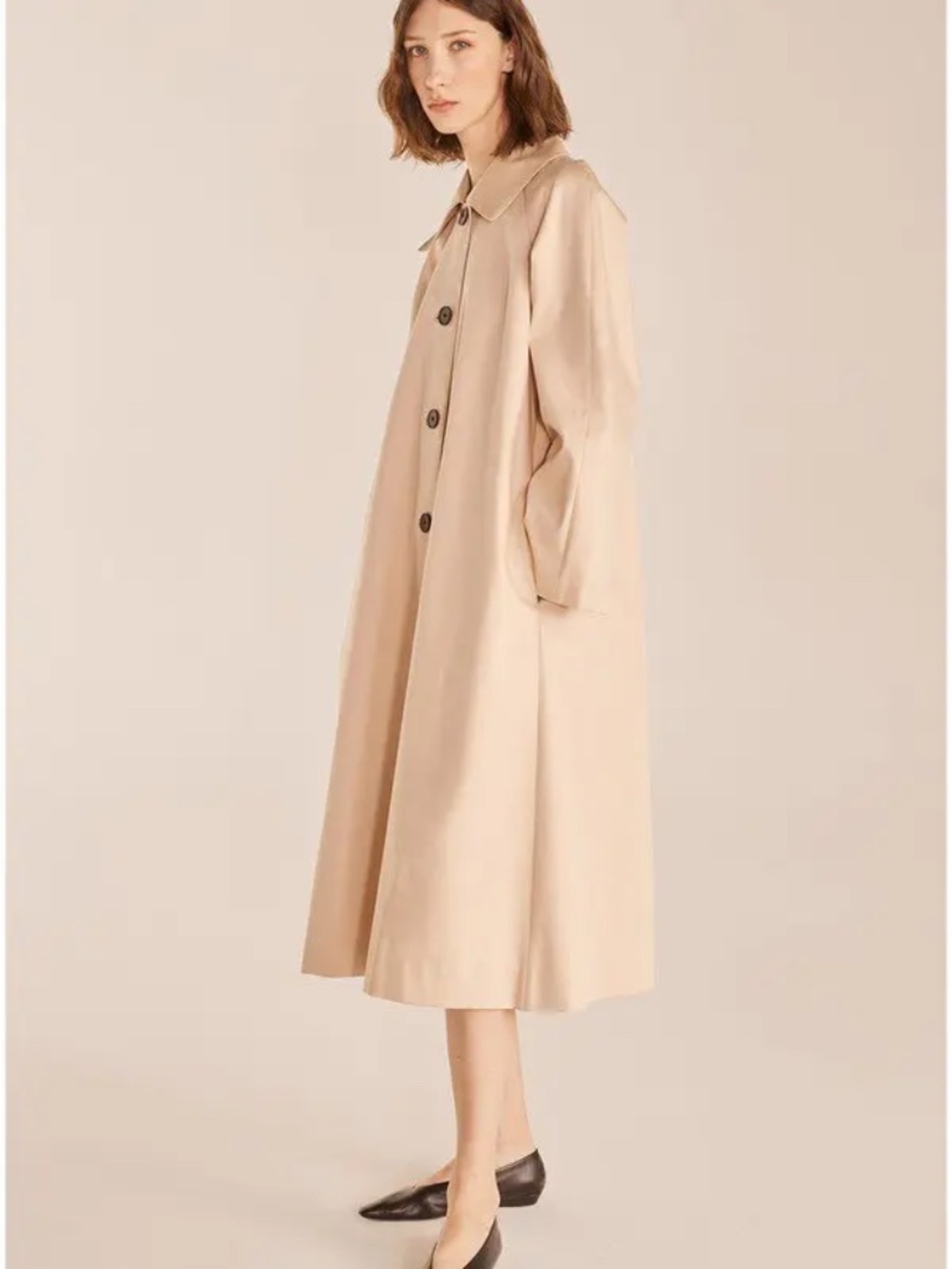 Rebecca Taylor - Classic Trapeze Trench Coat - Khaki/Tan Color - Size 4